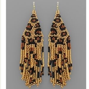 Seed bead triangle tassel earrings